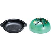 アルミ高瀬陶板鍋 金彩・緑 中 15cm QTU352