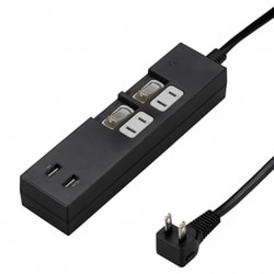 個別スイッチ付タップ 2個口 2USBポート 3.4A 2m ブラック Y02KS422BK2U
