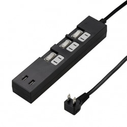個別スイッチ付タップ 3個口 2USBポート 3.4A 2m ブラック Y02KS532BK2U