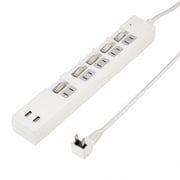 個別スイッチ付タップ 5個口 2USBポート 3.4A 2m ホワイト Y02KS752WH2U