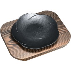 (S)和風ステーキ皿 焼杉 梅 大 PSV12001
