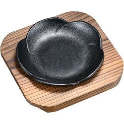 (S)和風ステーキ皿 焼杉 梅 小 PSV12003