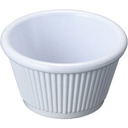 メラミン ラメキンリブ付 0384A (ホワイト) PLM0901