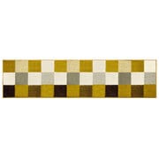 休足力インテリアマット 45×120 ブロックブラウン