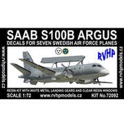 RVH72092 [1/72 サーブ S100H アーガス スウェーデン空軍 デカール7種 フルレジン製キット]