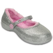 crocs karin sparkle lined clog kids C11 [クロックス カリン スパークル ラインド クロッグ キッズ 18cm Silver]