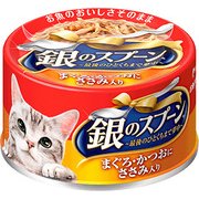 銀のスプーン 缶まぐろ・かつおにささみ入り 70g×3