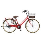 シティサイクル ファッション軽快 266AL 26インチ外装6段変速 レッド 3383