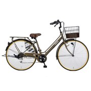シティサイクル ファッション軽快 266AL 26インチ外装6段変速 ブラウン 3385