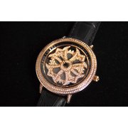 腕時計 クロスゴールドベゼル 本体クロ×ベルトクロ