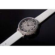 腕時計 ラインシルバーベゼル 本体クロ×ベルトホワイト