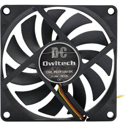 ケース用DCファン 2ボールベアリング 80mmサイズ 10mm厚 ブラック 標準タイプ OWL-FE0810M-BK