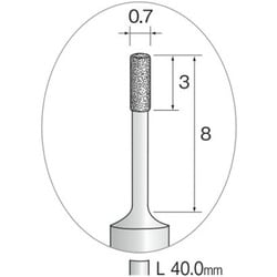 JA1009 [精密電着ダイヤモンドバー 超硬軸 ＃230 φ0.7]