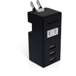 モバイルUSBタップ 縦向き 2ピン スイングプラグ USB×3ポート＋AC ブラック MOT-U05-2132BK