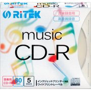 音楽録音用CD-R 5枚 80分 インクジェットプリンタ対応 CD-RMU80.5PC