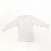 R0223B LL WH [吸湿発熱長袖V首Tシャツ メンズ LLサイズ 白]