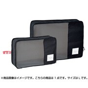 くるくる収納BOXポーチ Wファスナー L ブラック