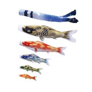 積美画 サテン金彩 シルックサテン翔鶴ゴールド吹流し 5匹8点セット 4m