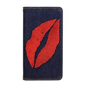 72647 [DRESSCAMP リップ刺繍 デニム iPhone7用ケース]