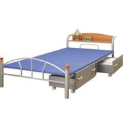 棚引き出し付きパイプベッド セミダブル シルバー FL0269220