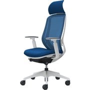 【完成品】 Sylphy（シルフィ） ミディアムブルー 【エクストラハイバック メッシュタイプ アジャストアーム付 ホワイトボディ 樹脂脚 ナイロンキャスター】 ※受注生産 C68AXW FMP3