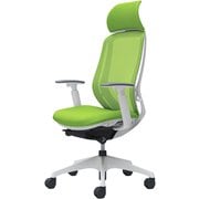 【完成品】 Sylphy（シルフィ） ライムグリーン 【エクストラハイバック メッシュタイプ アジャストアーム付 ホワイトボディ 樹脂脚 ナイロンキャスター】 ※受注生産 C68AXW FMP5
