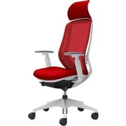 【完成品】 Sylphy（シルフィ） レッド 【エクストラハイバック メッシュタイプ アジャストアーム付 ホワイトボディ 樹脂脚 ナイロンキャスター】 ※受注生産 C68AXW FMP9