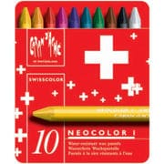 スイスカラー 10色セット クレヨン レッドメタルボックス 7000-710