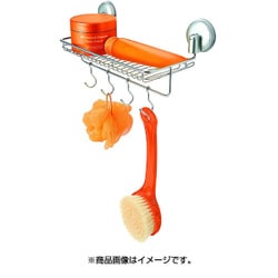 ラックス ステンレス ウォールラック フック付きレバー式吸盤 シルバー
