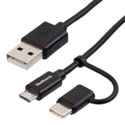 Type-C/microUSB - Type-A 変換コネクタ付 ケーブル 1m ブラック OWL-CBJD2CMA10-BK