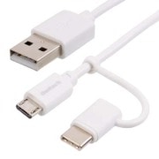 Type-C/microUSB - Type-A 変換コネクタ付 ケーブル 1m ホワイト OWL-CBJD2CMA10-WH