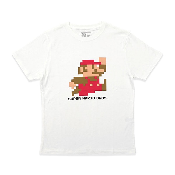 スーパーマリオ Tシャツ ドットマリオ ジャンプ Wh M キャラクターグッズ