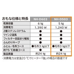 ヨドバシ.com - パナソニック Panasonic NH-D503-W [衣類乾燥機 5kg