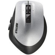 ワイヤレスマウス Premium Fit(プレミアムフィット) 無線(2.4GHz)接続式 レーザー式 5ボタンタイプ 電池式 横スクロール 速度切替 静音 Mサイズ シルバー BSMLW500MSV