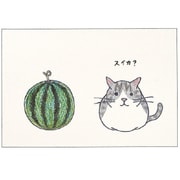 ねこイラスト ポストカード スイカ AE15895