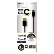 Type-C/Type-A対応 USBケーブル USB2.0 3A 0.5m ブラック BUSAC2030050BK