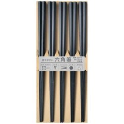 来客5P六角PBT箸 黒 23cm 316320