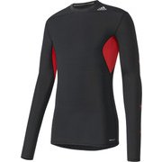 KBC93-AY9085-J/L [テックフィット CONDITIONING ロングスリーブシャツ J/Lサイズ ブラック/レイレッド F16]