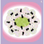 花衣 三巾 大風呂敷 黒猫 ピンク [風呂敷]