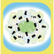 花衣 三巾 大風呂敷 黒猫 水色 [風呂敷]