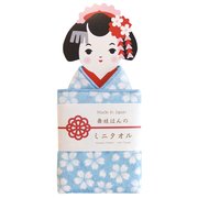 舞妓はんのミニタオル 桜ちらし 水色