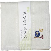 刺繍入り蚊帳ふきん フクロウ