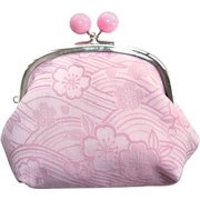 彩詩庵 ジャガード桜 3.5ｍマチ付がま口(ビーズ付) [がま口]