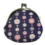 花御伽 2.5丸小銭入れ 桜 紺