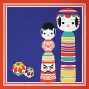 和心 小風呂敷 こけしと鞠 紺