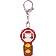 レザーキーホルダー こけし 小 赤