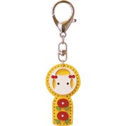 レザーキーホルダー こけし 小 黄色