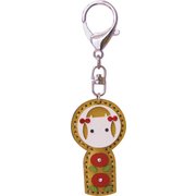 レザーキーホルダー こけし 小 金