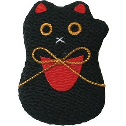 ちりめんマグネット 招き猫 黒