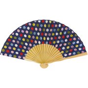 地長扇子 五色ドット 紺
